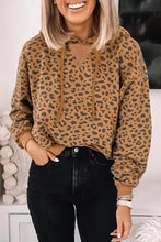 Load image into Gallery viewer, Leopard Long Sleeve Drawstring Cropped Hoodie
