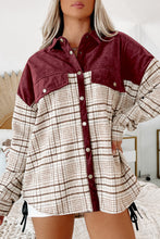 Load image into Gallery viewer, Red Plaid Patchwork Button-up Shift Shirt Jacket
