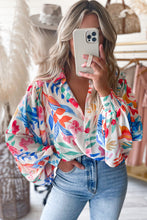 Load image into Gallery viewer, Multicolor Vibrant Floral Printed Billowy Sleeve Shirt
