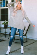 Load image into Gallery viewer, Gray Exposed Seam Patchwork Long Sleeve Top
