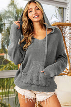 Load image into Gallery viewer, Gray Rivet Kangaroo Pocket Hooded Sweater
