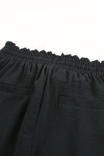 Load image into Gallery viewer, Black Solid Color Drawstring Smocked Waist Joggers
