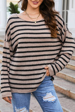 Load image into Gallery viewer, Striped Print Dropped Shoulder Loose Sleeve Sweater
