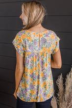 Load image into Gallery viewer, Floral Print Keyhole Back Short Sleeve Babydoll Blouse
