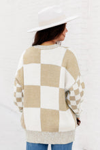 Load image into Gallery viewer, Flaxen Checkered Print Drop Shoulder Sweater
