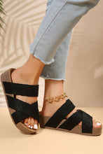Load image into Gallery viewer, Linen Woven Cross Criss Hollowed Slip-On Slippers
