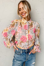 Load image into Gallery viewer, All Floral Puff Sleeve Collared Shirt
