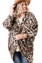 Load image into Gallery viewer, Leopard Plus Size Draped Open Front Cardigan
