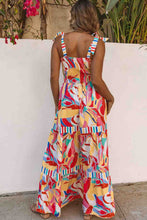 Load image into Gallery viewer, Multicolor Bohemian Abstract Print Tie Straps Maxi Dress
