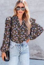 Load image into Gallery viewer, Floral Print Ruffled Bubble Sleeve Shirt
