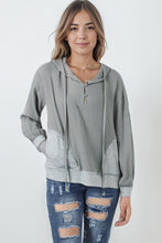 Load image into Gallery viewer, Gray Contrast Patchwork Pullover Casual Hoodie
