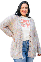 Load image into Gallery viewer, Apricot Multi Color Mixed Thread Plus Size Cardigan
