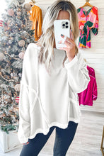 Load image into Gallery viewer, White Exposed Seam Drop Shoulder Raw Hem Oversized Sweatshirt
