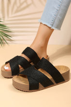 Load image into Gallery viewer, Linen Woven Cross Criss Hollowed Slip-On Slippers
