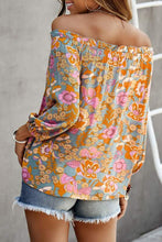 Load image into Gallery viewer, Blue Frilled Off Shoulder Floral Blouse
