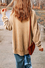 Load image into Gallery viewer, Khaki Drop Shoulder Ribbed Trim Oversized Sweatshirt
