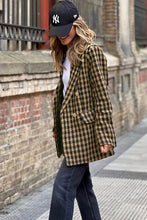 Load image into Gallery viewer, Brown Tweed Houndstooth Plaid Pattern Double Breasted Blazer
