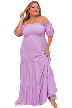 Load image into Gallery viewer, Ruffled Smocked Off Shoulder Plus Size Maxi Dress
