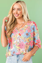 Load image into Gallery viewer, Multicolor Floral Print V Neck Half Sleeve Blouse
