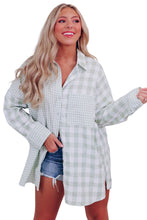 Load image into Gallery viewer, Pink Mix Checked Patchwork Long Sleeve Shirt
