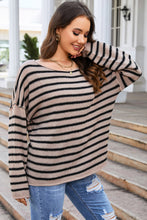 Load image into Gallery viewer, Striped Print Dropped Shoulder Loose Sleeve Sweater
