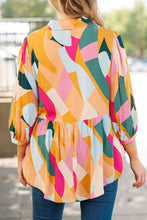 Load image into Gallery viewer, Multicolor Geometric Print Bracelet Sleeve Henley Blouse
