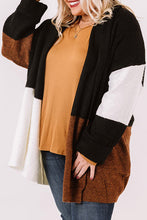 Load image into Gallery viewer, Plus Size Open Front Color Block Cardigan
