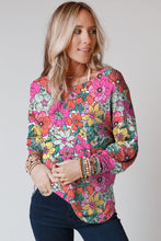 Load image into Gallery viewer, Multicolor Twisted Hollow-out Back Floral Long Sleeve Top
