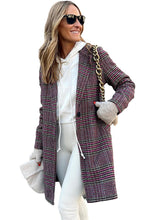 Load image into Gallery viewer, Pink Plaid Lapel Collar One Button Midi Coat
