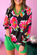 Load image into Gallery viewer, Flower Print Puff Sleeve Blouse
