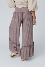 Load image into Gallery viewer, Khaki Frilled Drawstring High Waist Wide Leg Pants
