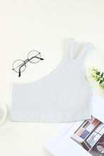 Load image into Gallery viewer, Single Split Shoulder Ribbed Cropped Sports Top
