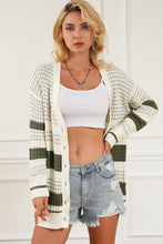 Load image into Gallery viewer, Green Colorblock Textured Knit Buttoned Cardigan
