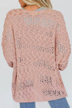 Load image into Gallery viewer, Pink Casual Hollowed Knit Dolman Sleeve Cardigan
