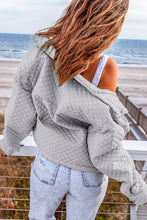 Load image into Gallery viewer, Gray Quilted Pocketed Zip-up Cropped Jacket
