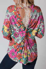 Load image into Gallery viewer, Multicolor Twisted Hollow-out Back Floral Long Sleeve Top
