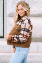 Load image into Gallery viewer, Khaki Plaid Corduroy Flap Pockets Boxy Chunky Jacket
