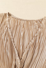 Load image into Gallery viewer, Camel Pleated Bell Sleeve Twist V Neck Cropped Blouse
