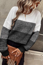 Load image into Gallery viewer, Black Color Block Drop Shoulder Ribbed Trim Sweater
