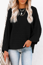 Load image into Gallery viewer, Black Exposed Seam Ribbed Knit Dolman Top
