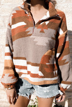 Load image into Gallery viewer, Multicolor Aztec Quarter Zip Pocketed Fleece Sweatshirt
