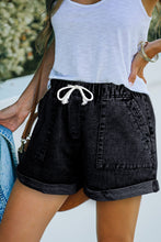 Load image into Gallery viewer, Pocketed Drawstring High Waist Denim Shorts
