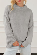 Load image into Gallery viewer, Light Grey Chunky Knit Turtle Neck Drop Shoulder Sweater
