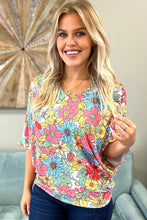 Load image into Gallery viewer, Multicolor Floral Print V Neck Half Sleeve Blouse
