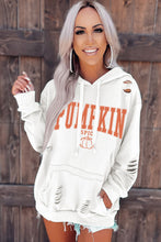 Load image into Gallery viewer, White PUMPKIN SPICE Distressed Hoodie
