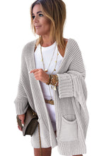 Load image into Gallery viewer, Gray Oversized Fold Over Sleeve Sweater Cardigan
