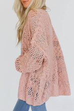 Load image into Gallery viewer, Pink Casual Hollowed Knit Dolman Sleeve Cardigan
