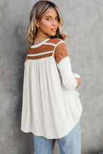 Load image into Gallery viewer, White Contrast Crochet Lace Henley Top
