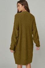 Load image into Gallery viewer, Green Exposed Seam Mixed Knit Drop Shoulder Cardigan
