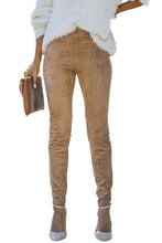 Load image into Gallery viewer, Khaki High Waist Faux Suede Skinny Leggings
